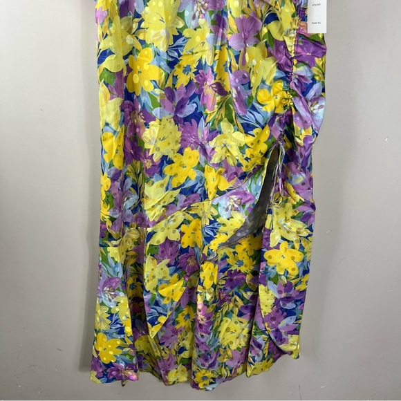 For Love & Lemons Cassia Midi Dress in Lemon Floral Size 2X 3/4 Sleeve V-Neck - Picture 10 of 16